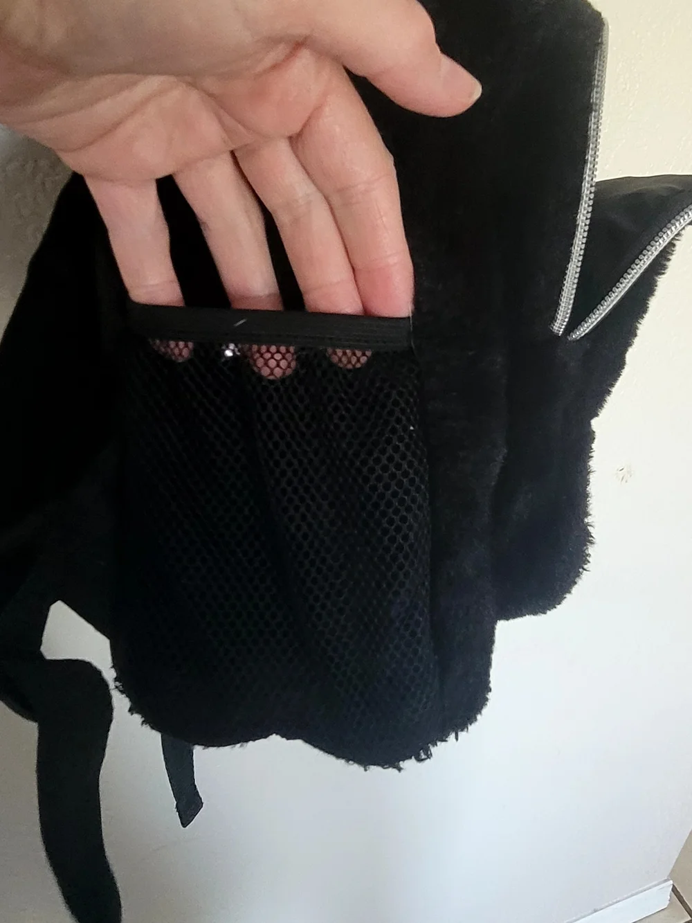 Black Fuzzy Heart Accent Backpack